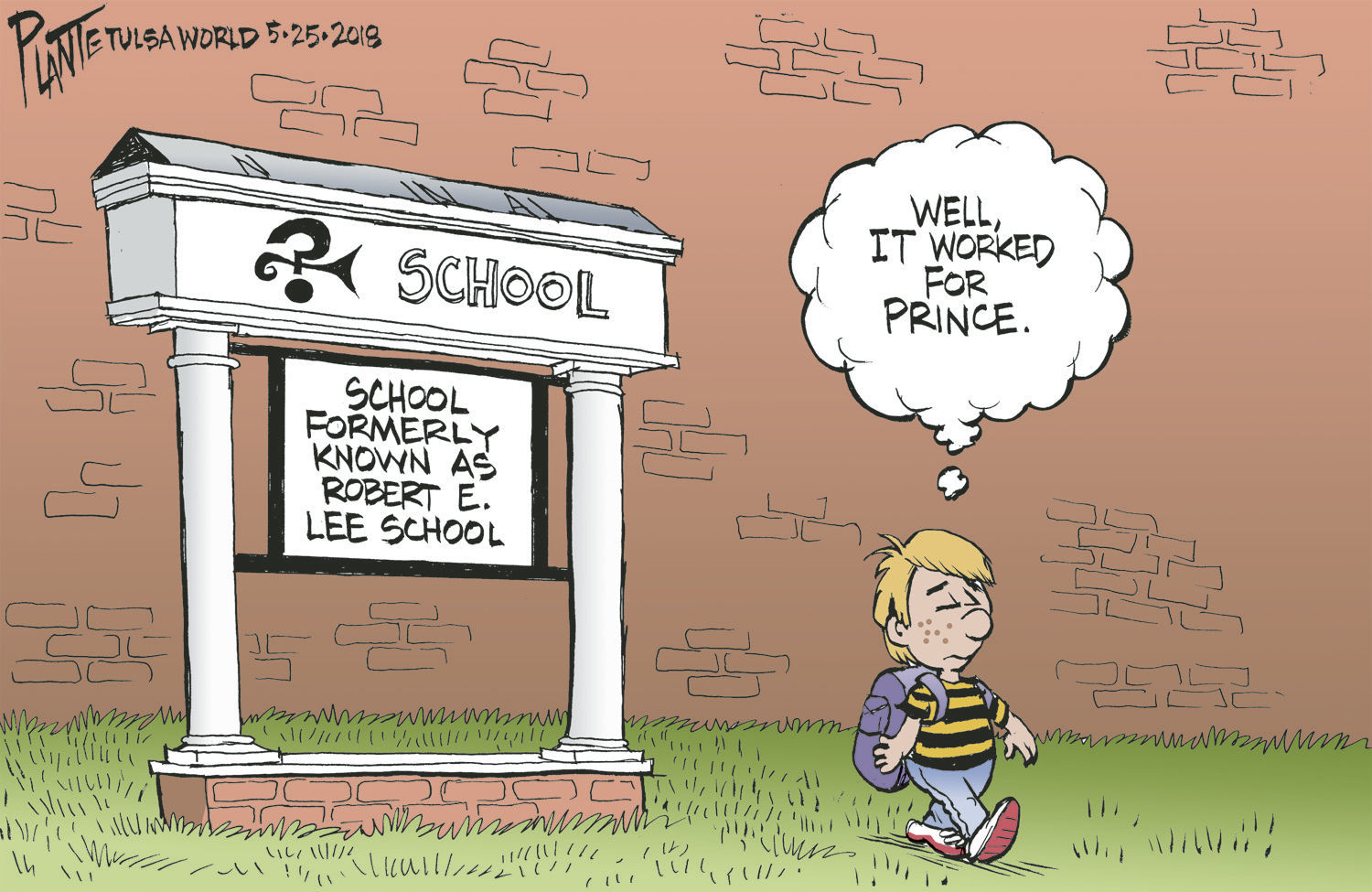 Bruce Plante Cartoon: Robert E. Lee School
